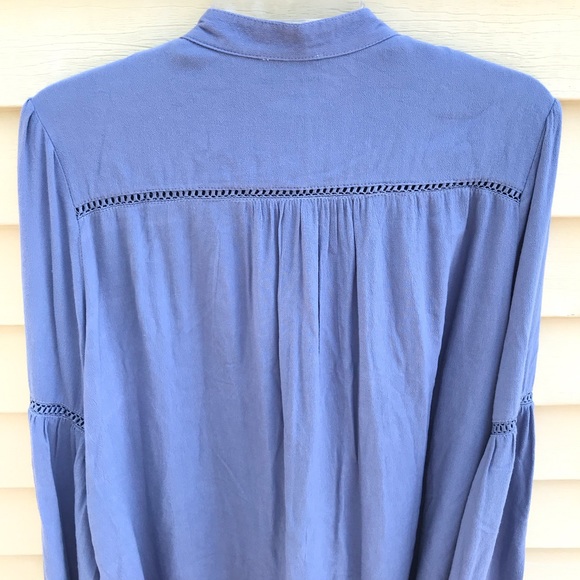 Umgee Popover Tunic Long Trumpet Sleeves Blue Med - Picture 13 of 13
